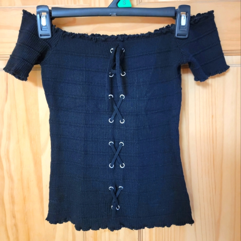 Black off the shoulder top
